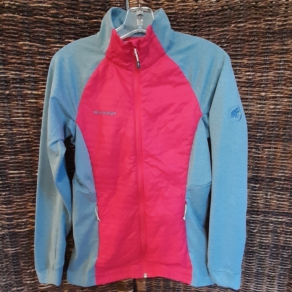 Mammut Women's Small Grey Teewinot Hybrid Fleece Jacket Pink Camp Hike Hiking